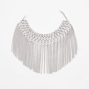 Zara Crystal Necklace Collar Rhinestone Fringe Festival Sparkly